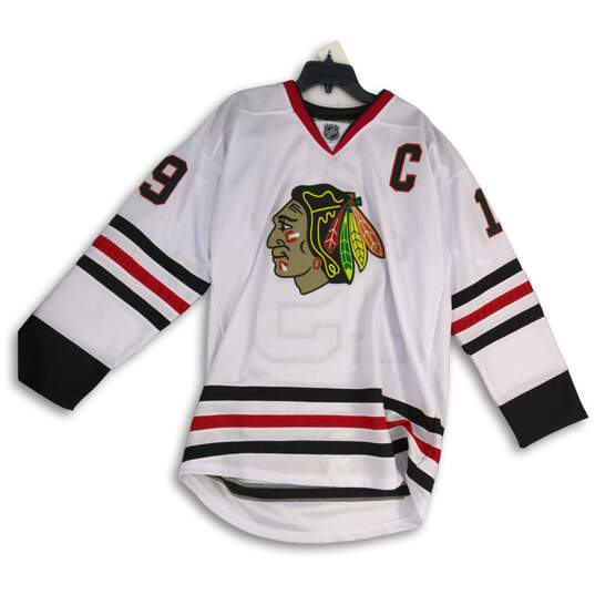 Reebok Mens White Chicago Blackhawks Jonathan Toews #19 NHL Jersey Size 52 image number 1