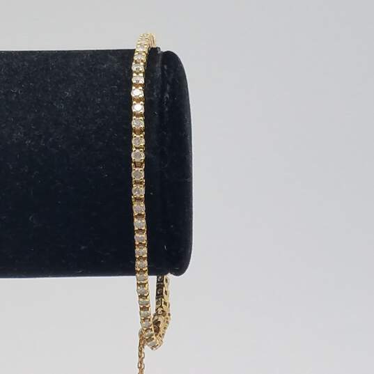 14k Gold Diamond Tennis Bracelet w/Safety Chain 9.7g image number 2