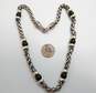 David Yurman 925 & 14K Gold Accented Onyx Ball Beaded Station Wheat Chain Necklace 57g image number 2