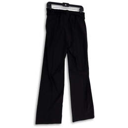 Womens Black Flat Front Pockets Tie Waist Straight Leg Paperbag Pants Sz 6 alternative image