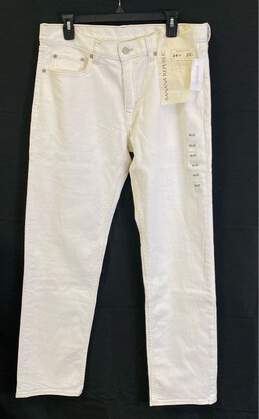 NWT Banana Republic Mens White Denim Light Wash Mid Rise Straight Jeans Sz 34X32