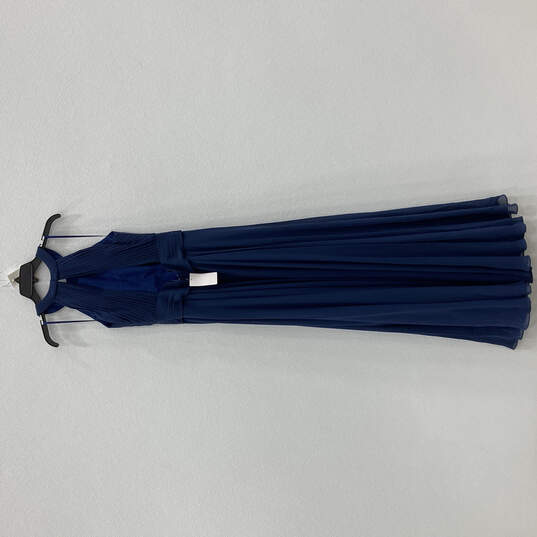 NWT Womens Navy Blue Halter Neck Open Back Bridesmaid Maxi Dress Size 10 image number 2