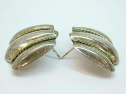 Taxco Mexico 925 & Brass Accent Ropes Puffed Ridged Chunky Post Earrings alternative image