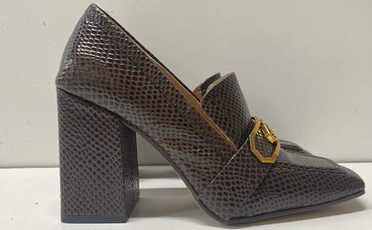 Louise Et Cie Leather Embossed Olisa Loafer Heels Brown 6.5 image number 3
