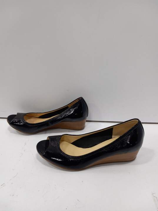 Cole Haan Women's Air Tali Black Peep Toe Wedge Heels Size 8B image number 2