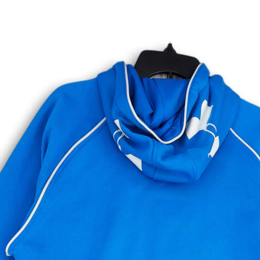 Womens Blue Long Sleeve Kangaroo Pockets Pullover Hoodie Size Large image number 4