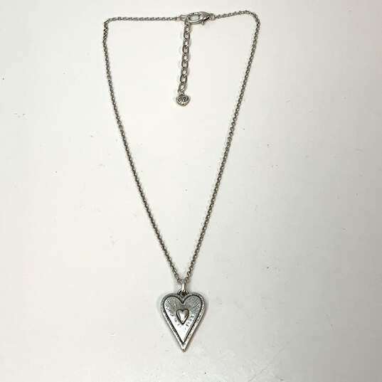 Designer Brighton Silver-Tone Link Chain Black Heart Shape Pendant Necklace image number 3