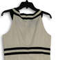 Womens White Black Halter Neck Sleeveless Back Zip Mini Dress Size 10 image number 4