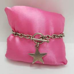 Sterling Silver Rolo Chain Star Charm 8.5" Toggle Bracelet 18.3g