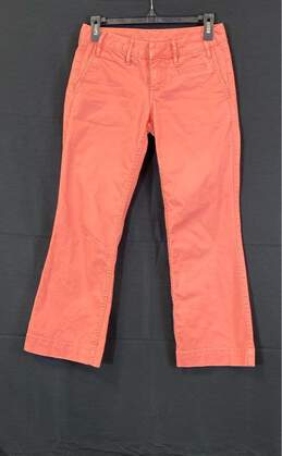 Tory Burch Womens Coral Flat Front Slash Pockets Straight Chino Pants Size 24