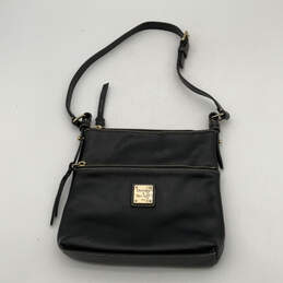 Womens Black Pebble Leather Inner Pockets Adjustable Strap Shoulder Bag