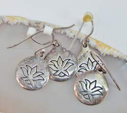 Satya Signed Sterling Silver Lotus Flower Earrings 7.4g