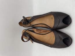 Liz Baker Women's Block Heel Leather Slip On Brown Black Ankle 2 Size 7.5W  EUC