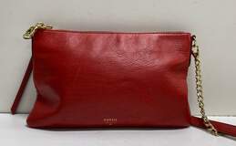 Fossil Leather Crossbody Bag Red