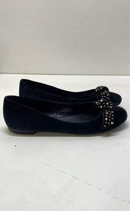 Vince Camuto Suede Bow Studded Flats Black 7.5