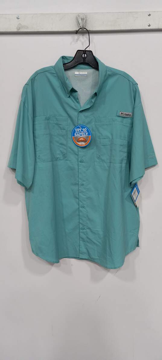 Columbia Men's Green PFG Omni-Shade Fishing Button-Up Shirt Size