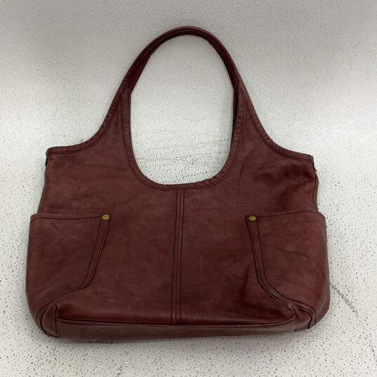 Frye Womens Hobo Handbag Double Handle Inner Pockets Maroon Leather image number 1