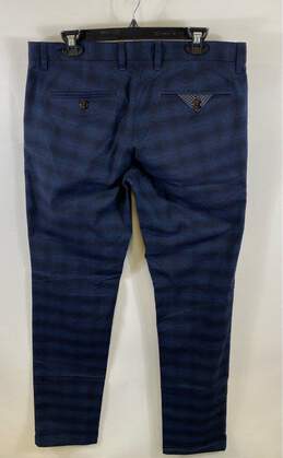 Ted Baker Mens Blue Plaid Flat Front Straight Leg Slacks Dress Pants Size 34R alternative image