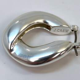 Designer J. Crew Silver-Tone Oval Twist Line Fashionable Hoop Earrings alternative image