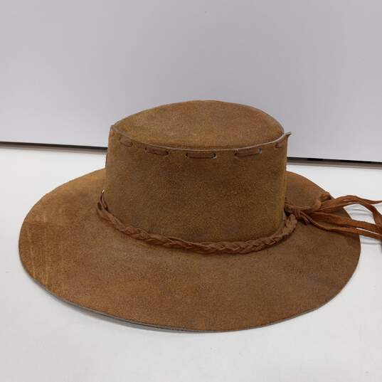 Men's Brown Handmade Suede Outback Hat image number 5