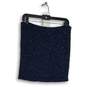 Womens Navy Blue Rhinestone Flat Front Side Zip Straight & Pencil Skirt Size S image number 1