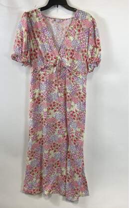SO Goods for Life Womens Multicolor Floral Deep V-Neck Maxi Dress Size XL