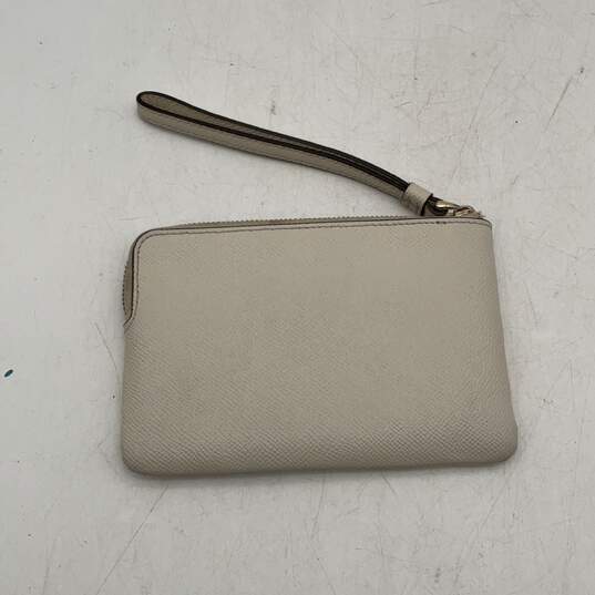 Coach Womens White Leather Inner Pocket Zipper Clutch Wristlet Wallet image number 2