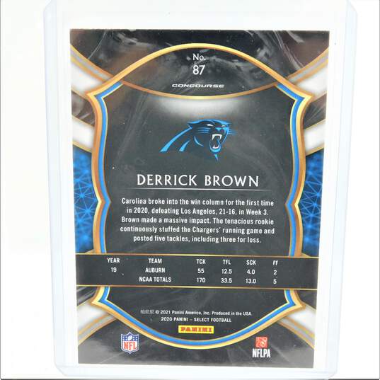 2021 Derrick Brown Panini Select Rookie Carolina Panthers image number 3