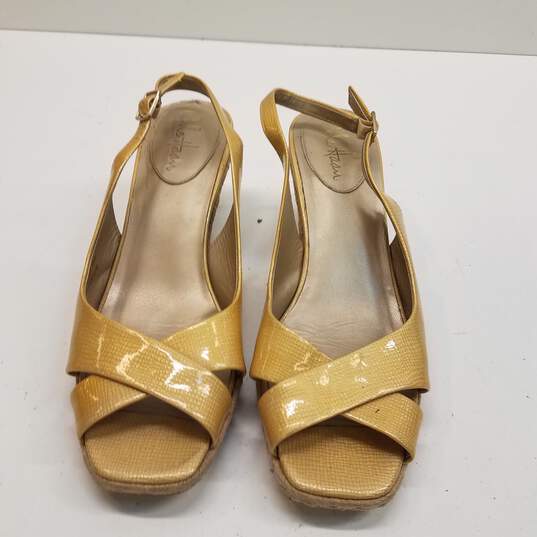 Cole Haan Gold Patent Leather Espadrille Sandal Wedge Shoes Size 9.5 B image number 6