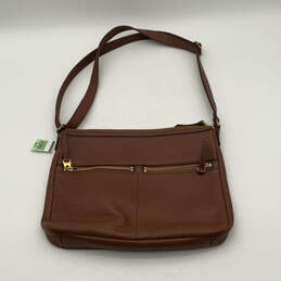 NWT Womens Brown Leather Inner Pockets Adjustable Strap Crossbody Bag Purse