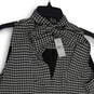 NWT Womens Black White Houndstooth Tie Neck Pullover Blouse Top Size L image number 3