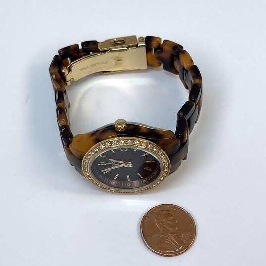 Designer Fossil Stella ES-2922 Faux Tortoise Brown Resin Strap Analog Wristwatch image number 3