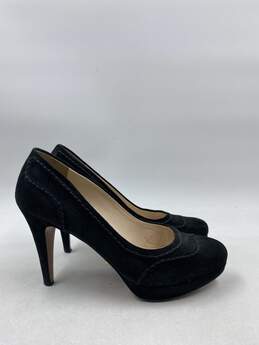 Authentic Prada Black Suede Embroidered Accent Pumps W 5.5