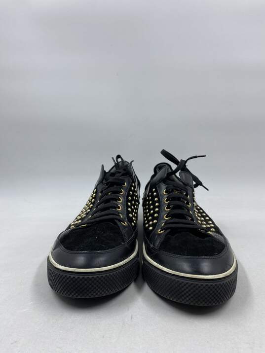 Authentic Versace Black Leather Suede Sneakers M 9.5 image number 2