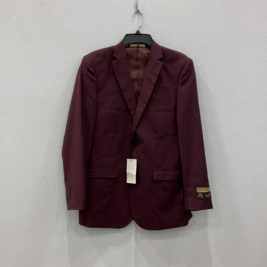 NWT Mens Burgundy Long Sleeve Single Breasted Two Button Blazer Size 40R image number 1
