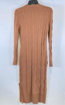 NWT Tahari Womens Brown Long Sleeve Cable Knit Crew Neck Sweater Dress Size S alternative image