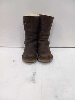 Ugg Kensington Leather Sheepskin Lined Style Brown Winter Boots Size 7