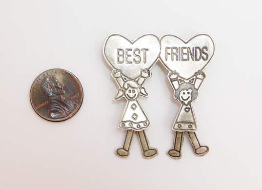 Mexico 925 Sterling Silver Best Friends Brooch 9.0g image number 3