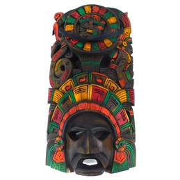 Mayan Aztec Hand Carved Wooden Warrior Mask Tribal Wall Decor Bundle alternative image