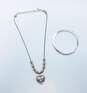 Brighton Designer Scrolled Heart Pendant Necklace & Rhinestone Bangle Bracelet 53.2g image number 1