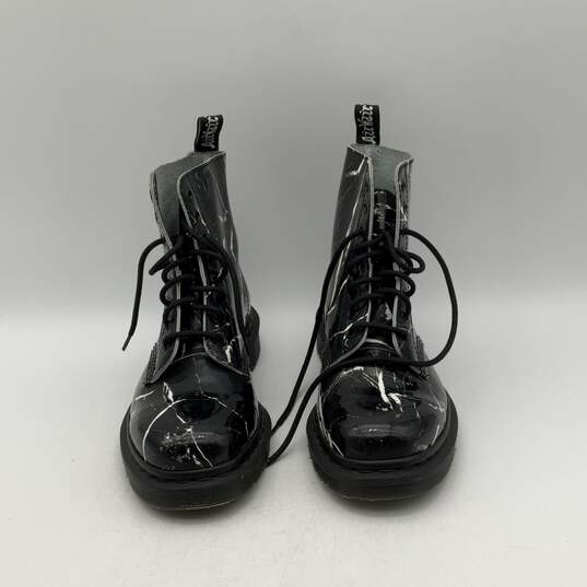 Dr. Martens Womens Pascal Black White Leather Lace Up Marble Combat Boots Size 9 image number 1
