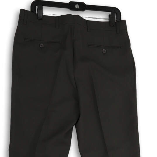 Mens Gray Flat Front Slash Pocket Stretch Straight Leg Dress Pants Size 32W image number 3