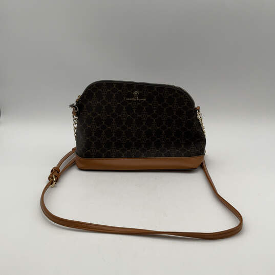 Womens Brown Leather Inner Pocket Semi Chain Strap Zipper Crossbody Bag image number 4