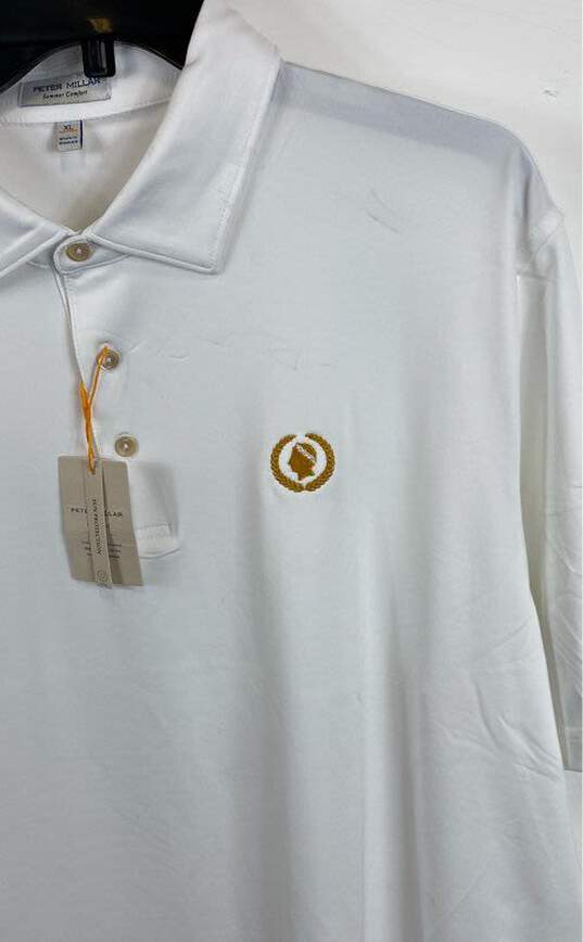 NWT Peter Millar Mens White Summer Comfort Short Sleeve Polo Shirt Size XL image number 3