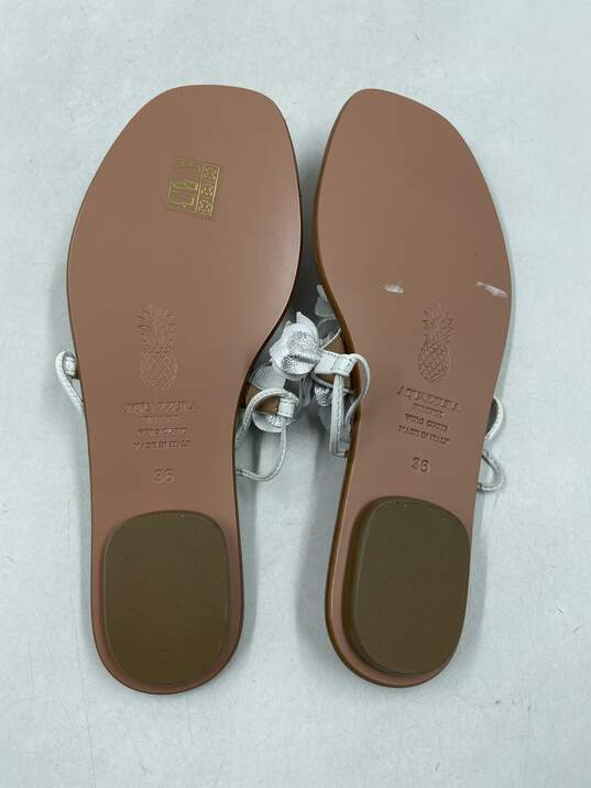 Authentic Aquazzura Silver T-Bar Sandals W 6 image number 5