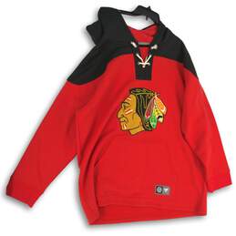 Fanatics Mens Red Black Blackhawks Chicago NHL Hockey Long Sleeve Hoodie Sz 3XL