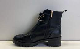 Karl Lagerfeld Leather Parisa Lug Sole Chain Boots Black 9.5 alternative image