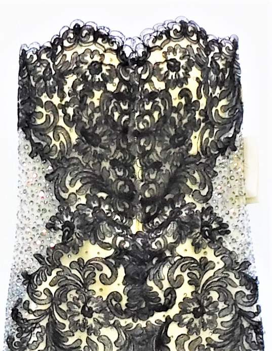 JASZ Couture NWT Black Gold Sequin Lace Strapless Evening Dress Womens SZ 0 image number 2