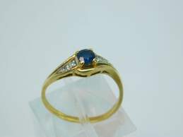 14K Yellow Gold Round Sapphire Diamond Accent Ring 1.5g alternative image