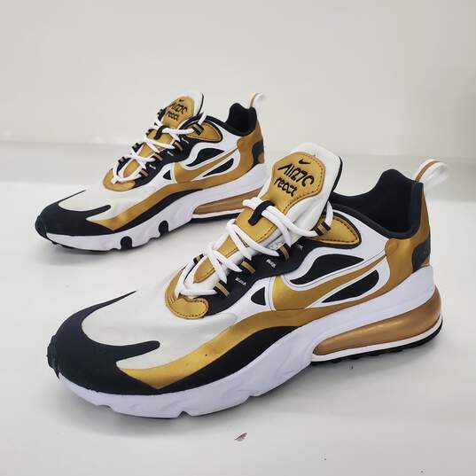 Nike Men's Air Max 270 React Metallic Gold Sneakers Size 9 image number 1